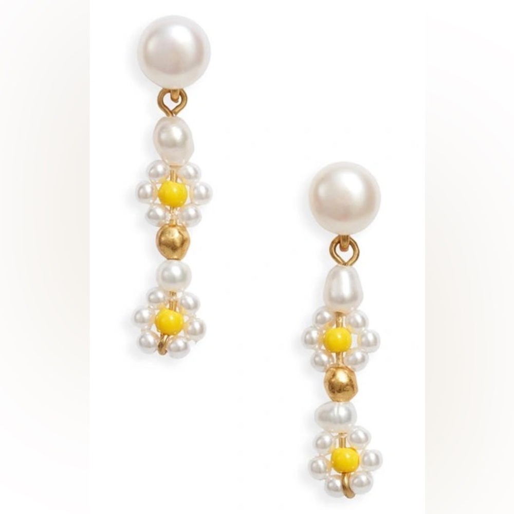 MADEWELL
Daisy Cultured Pearl Linear Drop Earrings